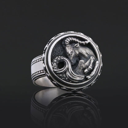 Capricorn Zodiac Silver Ring by SWISS PLUS - Zodiac Collection - view 6