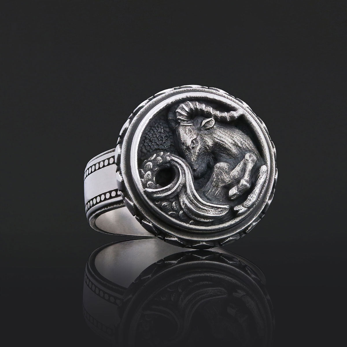 Capricorn Zodiac Silver Ring - view 6