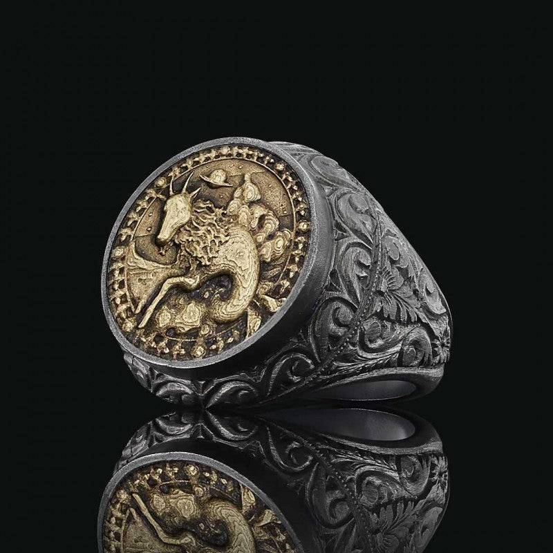 Capricorn Zodiac Silver Ring - view 4