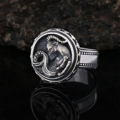 Capricorn Zodiac Silver Ring by SWISS PLUS - Zodiac Collection