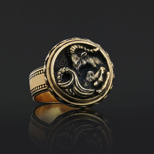 Capricorn Zodiac Silver Ring