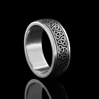 Celtic Design Band Ring by SWISS PLUS - Sterling Silver Band Rings - view 4
