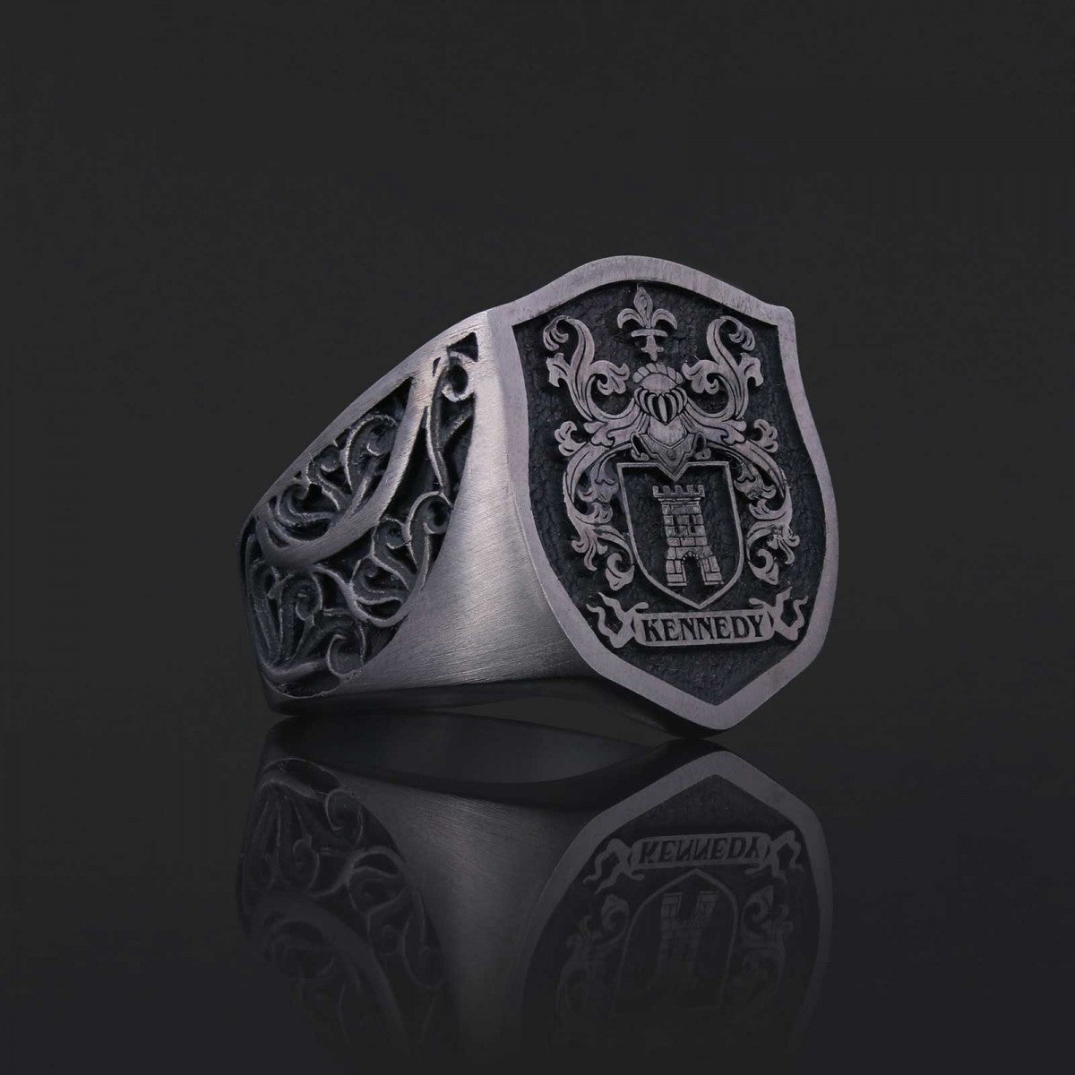 Celtic Design Family Ring, Custom Design Handmade Family Crest Ring - view 2
