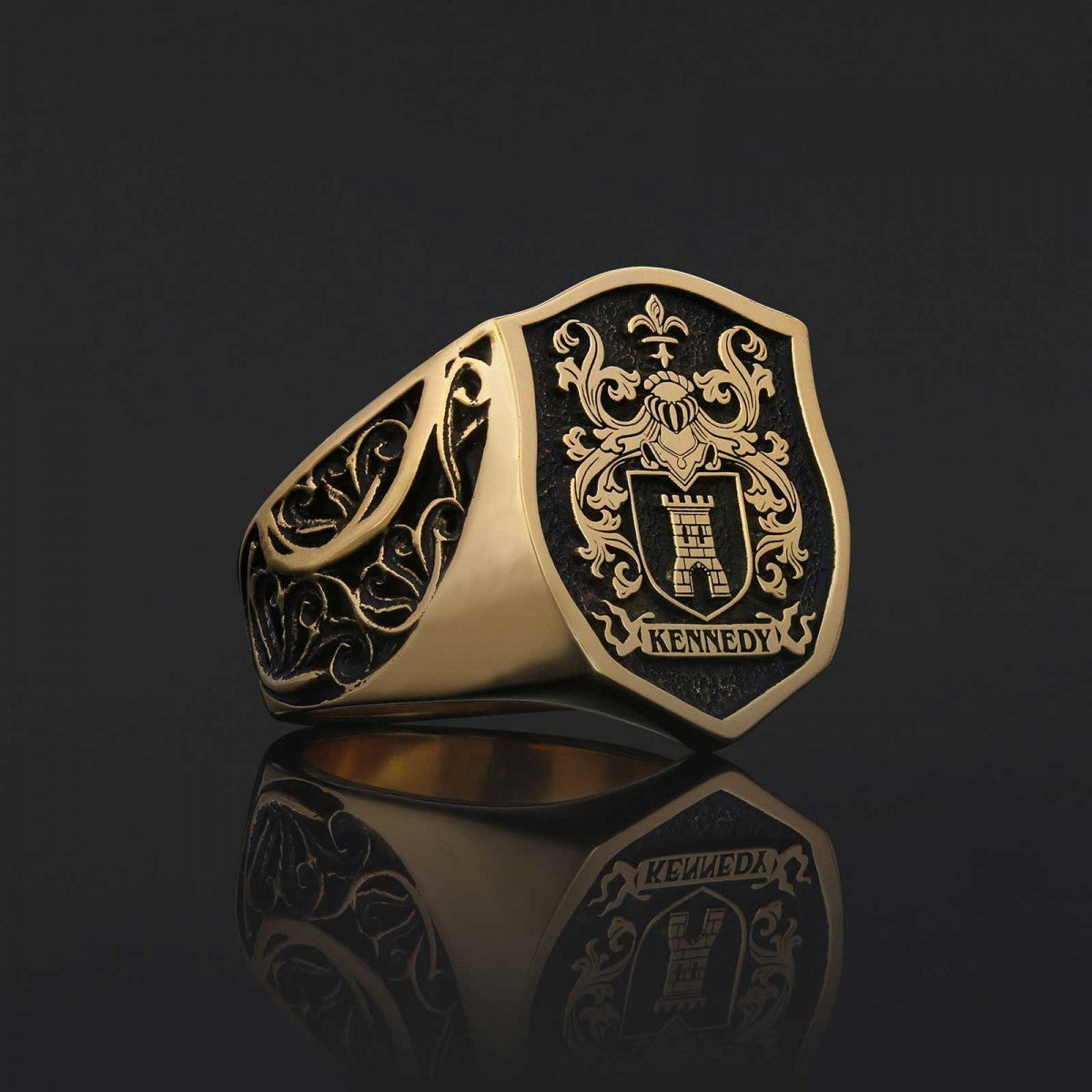 Celtic Design Family Ring, Custom Design Handmade Family Crest Ring - view 4