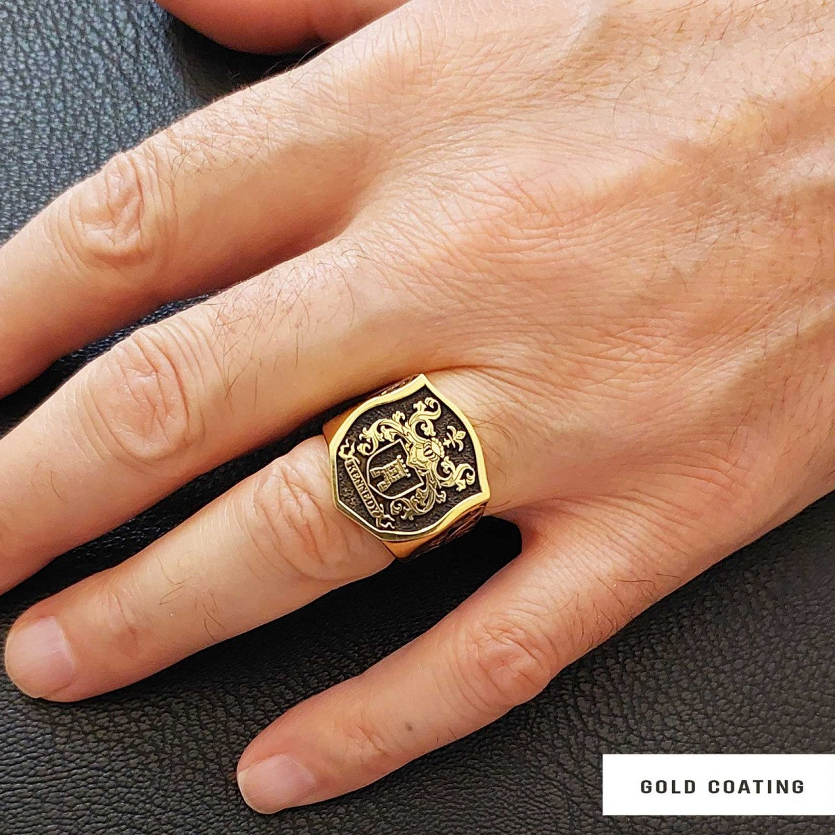 Celtic Design Family Ring, Custom Design Handmade Family Crest Ring - view 5