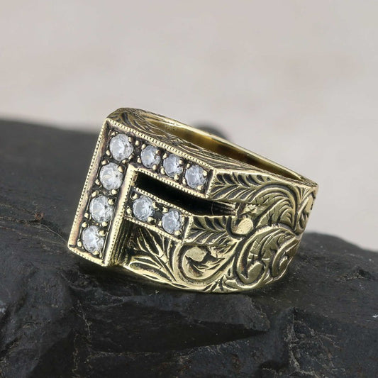 Unigue Design Silver Celtic Letter F Ring - view 1