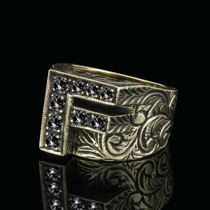Unigue Design Silver Celtic Letter F Ring by SWISS PLUS - Letter Collection - view 3