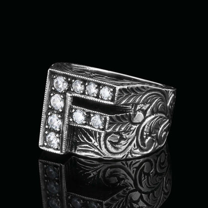 Unigue Design Silver Celtic Letter F Ring by SWISS PLUS - Letter Collection - view 4