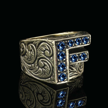 Unigue Design Silver Celtic Letter F Ring by SWISS PLUS - Letter Collection - view 5