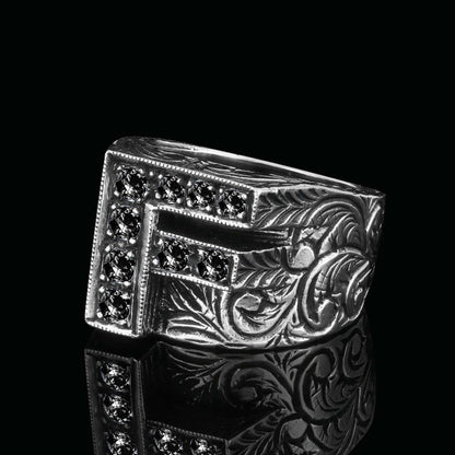 Unigue Design Silver Celtic Letter F Ring by SWISS PLUS - Letter Collection - view 6