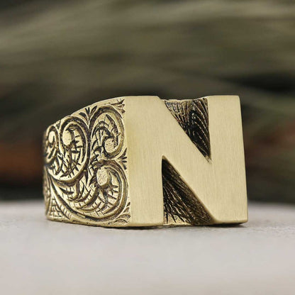 Celtic Letter N Bold Alphabet Ring by SWISS PLUS - Letter Collection