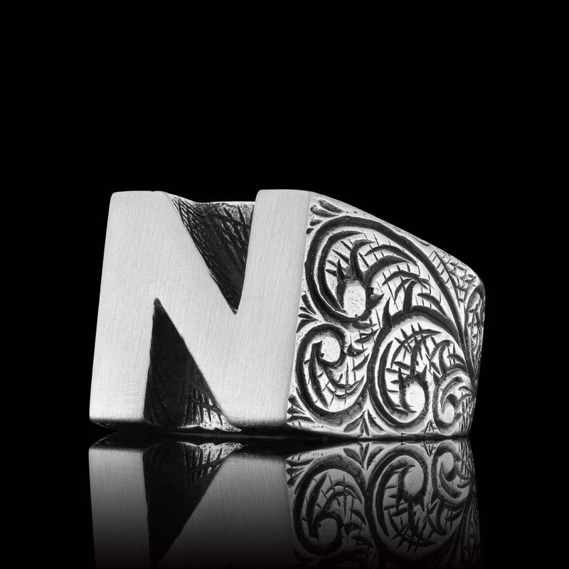 Celtic Letter N Bold Alphabet Ring