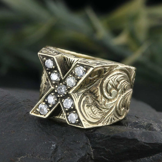 Custom Design Silver Celtic Letter X Ring