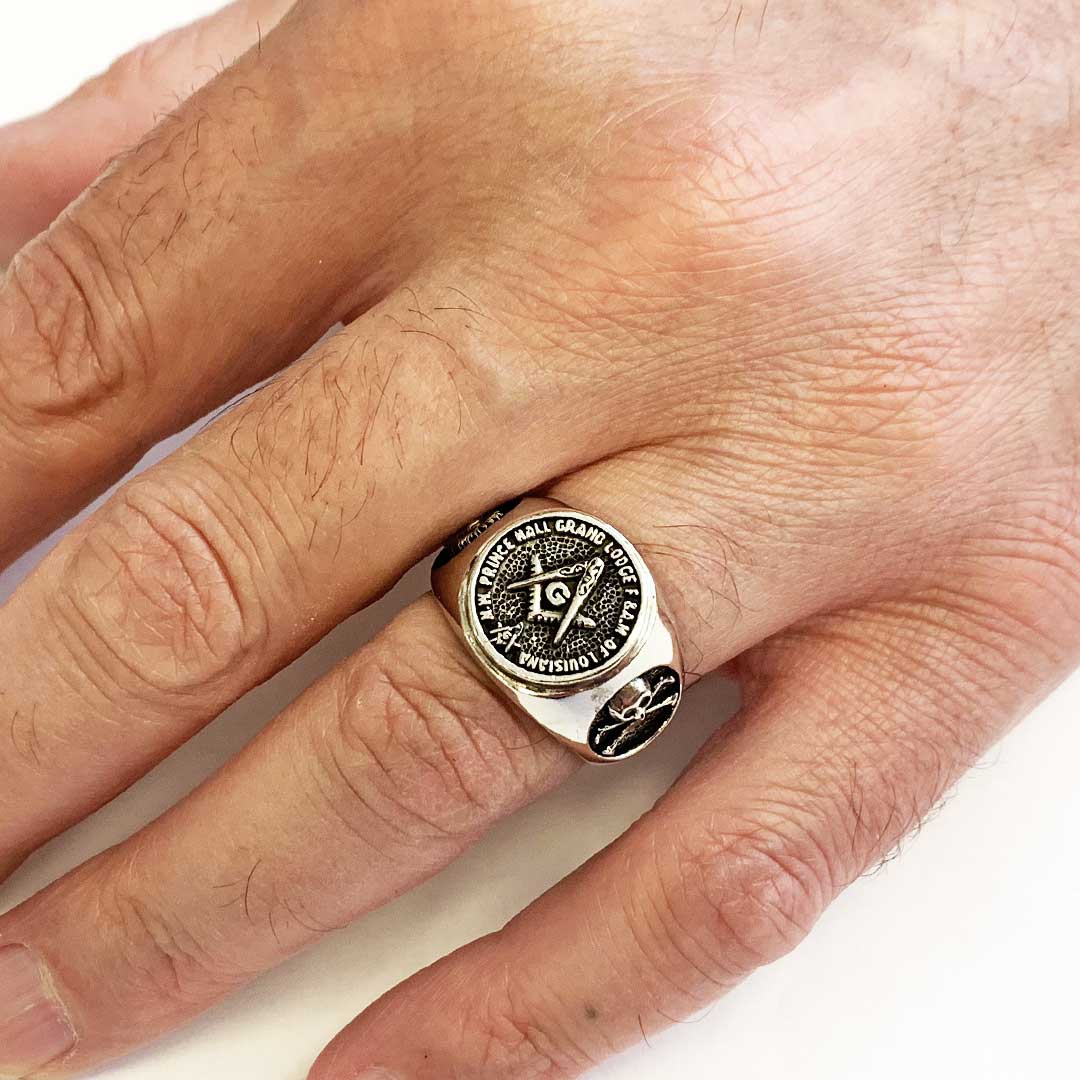 Celtic Lodge Masonic Ring, Round Mason Ring, Ancient Lodge Mason Ring - view 5
