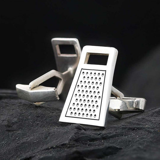 Sterling Silver Custom Design Cheese Grater Cufflink