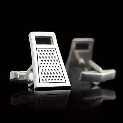 Sterling Silver Custom Design Cheese Grater Cufflink by SWISS PLUS - Unique Design Handmade Cufflinks - view 2