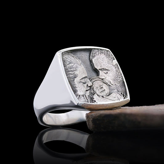 Cherished Moments Personalized Square Ring, Your Loved Ones, Always Close - view 1