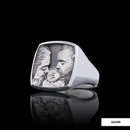 Cherished Moments Personalized Square Ring, Your Loved Ones, Always Close by SWISS PLUS - Photo Collection - view 3