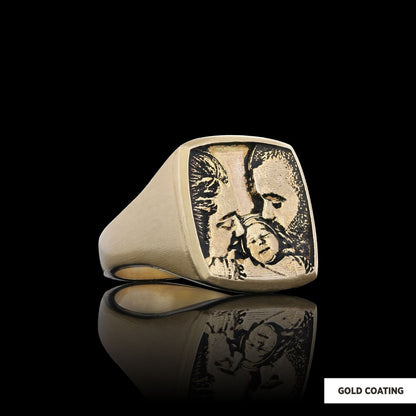 Cherished Moments Personalized Square Ring, Your Loved Ones, Always Close by SWISS PLUS - Photo Collection - view 4