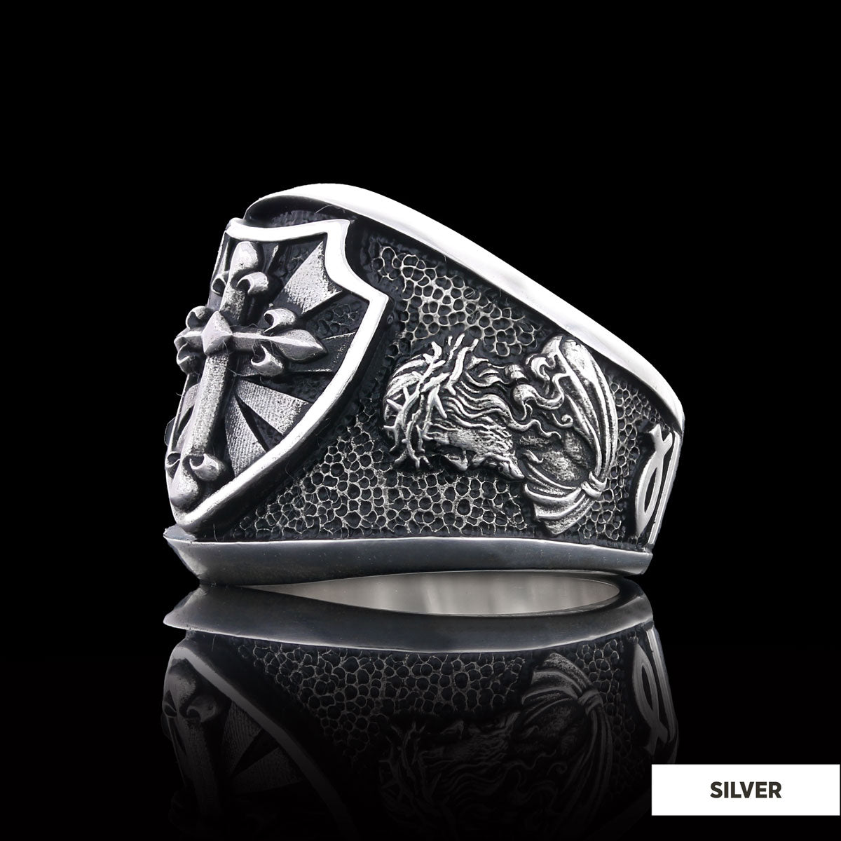 Chiristian Cross Silver Ring - view 3