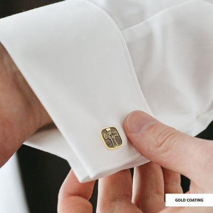 Christ Jesus Silver Cufflinks, Christian Cufflinks, Christ Jesus Cross Cufflinks, Gold Plated Cross Cufflinks, Christian Acce