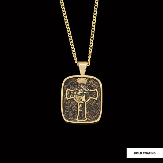 Christ Jesus Silver Necklace, Christian Necklace, Christ Jesus Cross Necklace, Gold Plated Cross Necklace Christian Accessory, Jesus Cross Necklace, Jesus Men's Gift Gold Coating