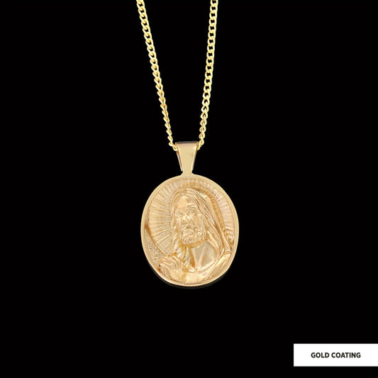 Christ Necklace, Jesus Pendant, Faith Jewelry, Christus Necklace Jesus Christian Necklace, Sun and Christian Jewelry Gold Coating