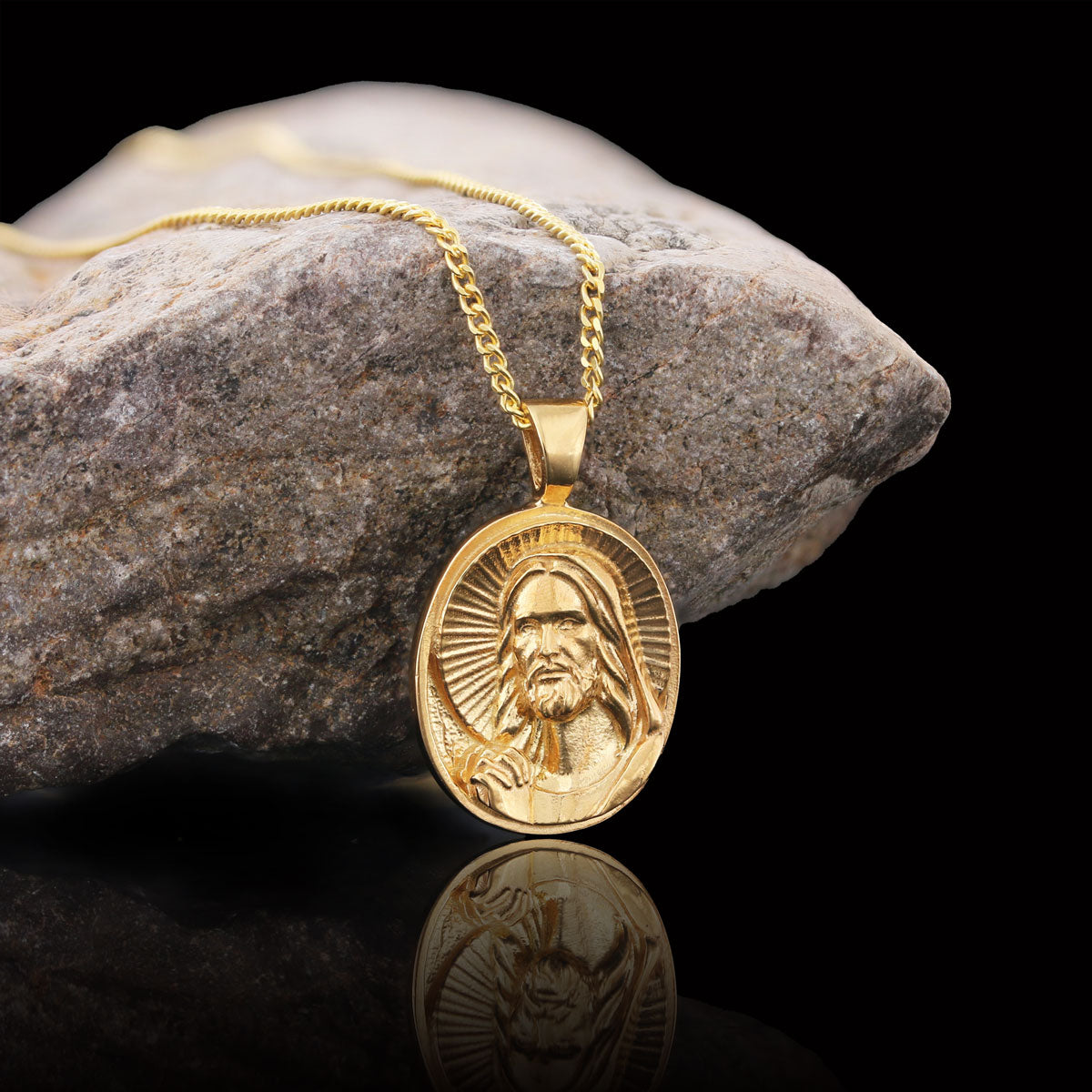Christ Necklace, Jesus Pendant, Faith Jewelry, Christus Necklace Jesus Christian Necklace, Sun and Christian Jewelry Gold Coating