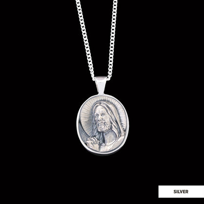 Christ Necklace, Jesus Pendant, Faith Jewelry, Christus Necklace Jesus Christian Necklace, Sun and Christian Jewelry Silver b