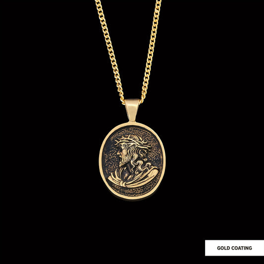 Christ Necklace, Jesus Pendant, Silver Religious Accessory, Gold Plated Jesus Jewelry, Handmade Christian Necklace, Religious Pendant Gift Gold Coating