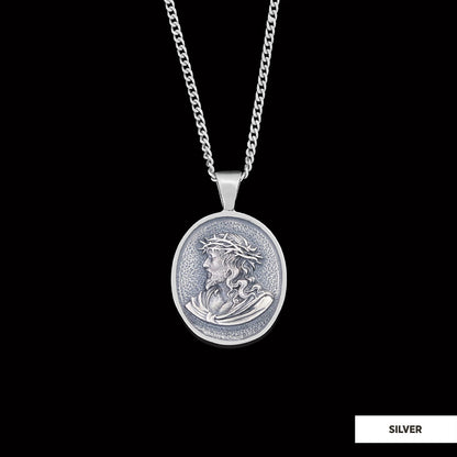 Christ Necklace, Jesus Pendant, Silver Religious Accessory, Gold Plated Jesus Jewelry, Handmade Christian Necklace, Religious