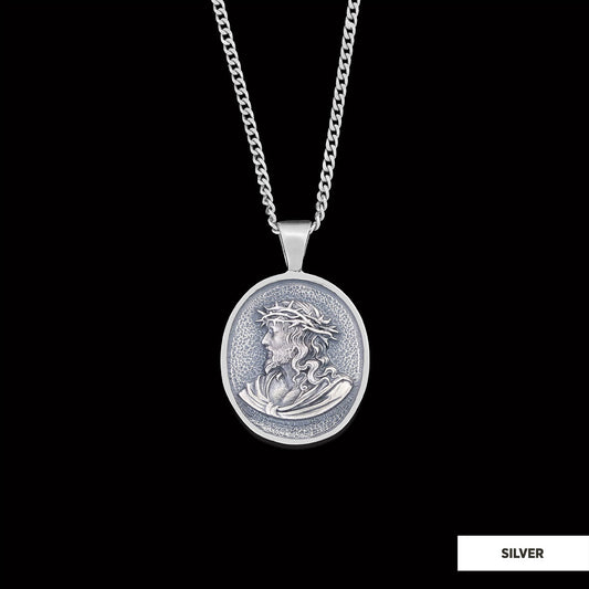 Christ Necklace, Jesus Pendant, Silver Religious Accessory, Gold Plated Jesus Jewelry, Handmade Christian Necklace, Religious Pendant Gift Silver