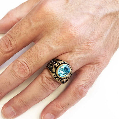 Christian Blue Stone Ring by SWISS PLUS - Christian Collection - view 4