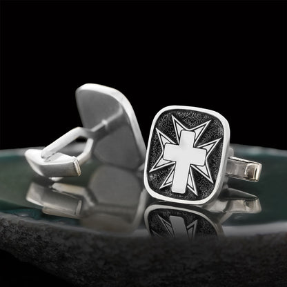 Christian Cross 925 Sterling Silver Cufflinks, Silver Square Cross Cufflinks, Gold Plated Silver Christian Cross Cufflinks by