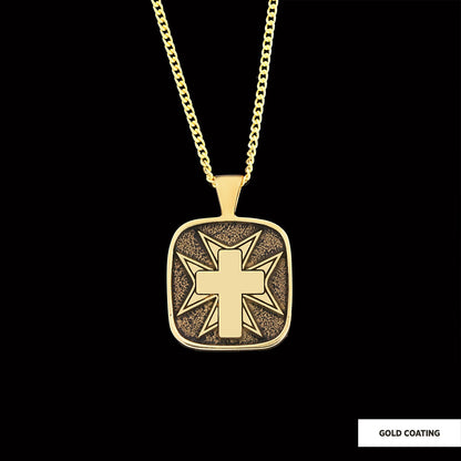 Christian Cross 925 Sterling Silver Necklace, Silver Square Cross Pendant, Gold Plated Silver Christian Cross Necklace Gold C