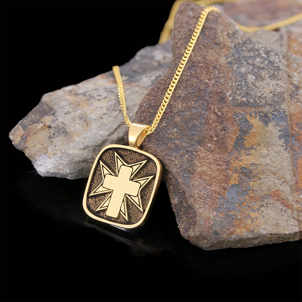 Christian Cross 925 Sterling Silver Necklace, Silver Square Cross Pendant, Gold Plated Silver Christian Cross Necklace Gold C