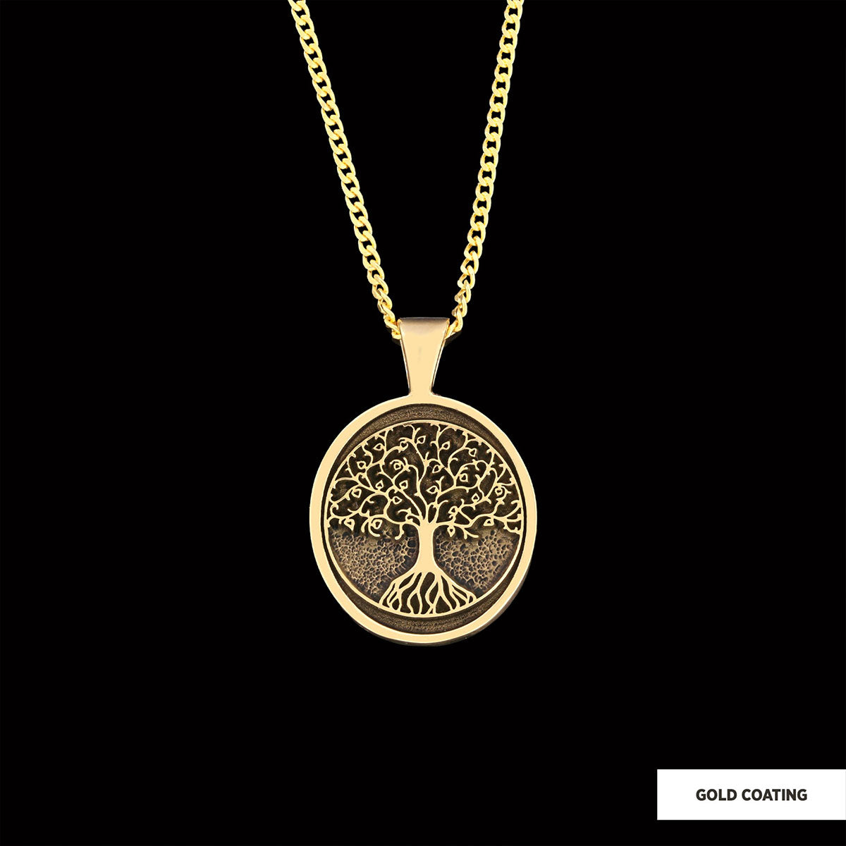 Christian Tree of Life Gold Plated Silver Necklace, Silver Oval Tree of Life Necklace, Silver Christian Pendants by SWISS PLU