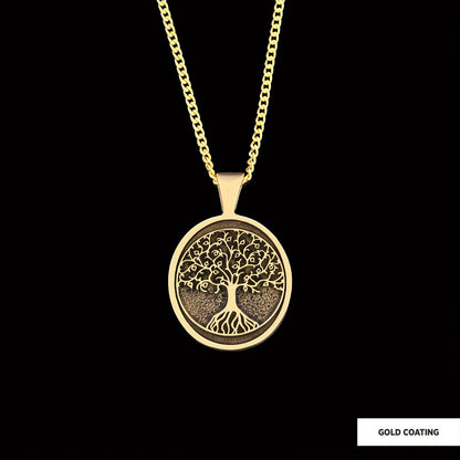 Christian Tree of Life Gold Plated Silver Necklace, Silver Oval Tree of Life Necklace, Silver Christian Pendants by SWISS PLU