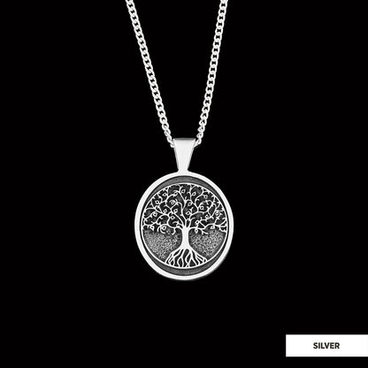 Christian Tree of Life Gold Plated Silver Necklace, Silver Oval Tree of Life Necklace, Silver Christian Pendants by SWISS PLU