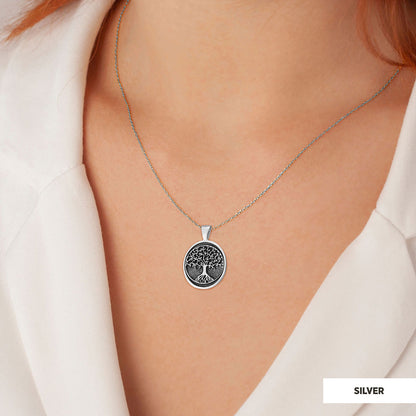 Christian Tree of Life Gold Plated Silver Necklace, Silver Oval Tree of Life Necklace, Silver Christian Pendants by SWISS PLU