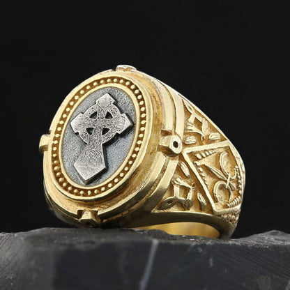 Stacked Cross Ring by SWISS PLUS - Christian Collection