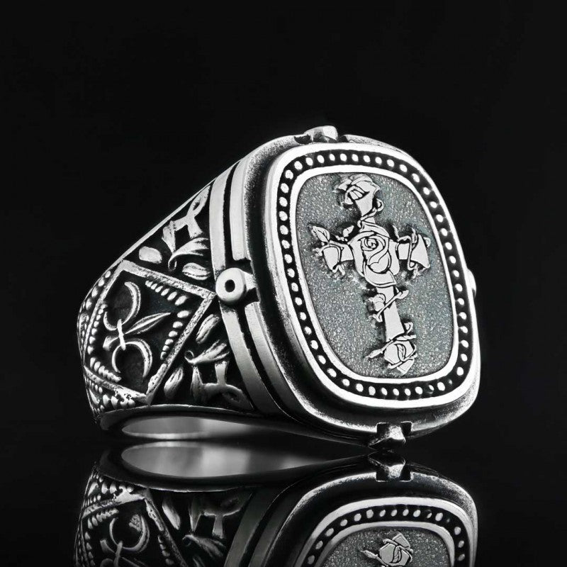 Christian Cross Embossed Ring