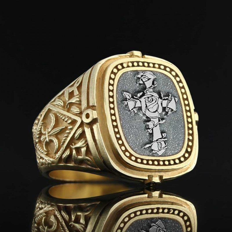 Christian Cross Embossed Ring