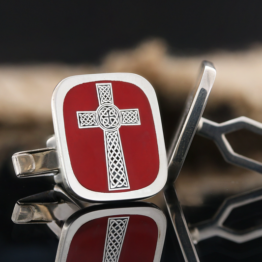 Square Sterling Silver Christian Cross Cufflink