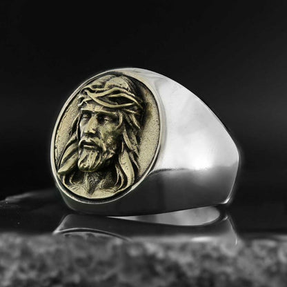 Jesus Embossed Round Ring by SWISS PLUS - Christian Collection