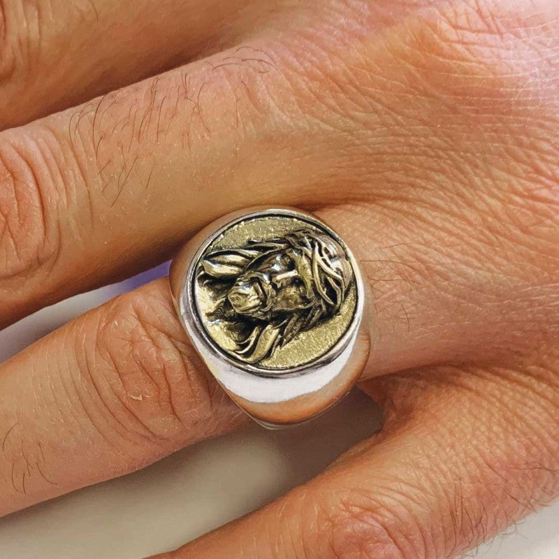 Jesus Embossed Round Ring