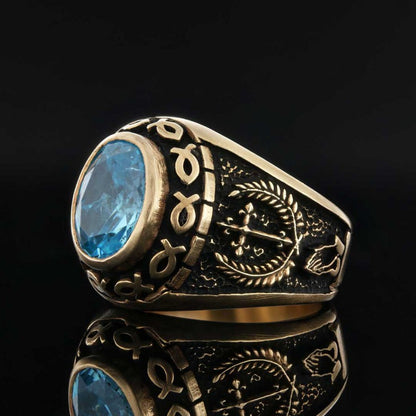 Christian Blue Stone Ring by SWISS PLUS - Christian Collection - view 2