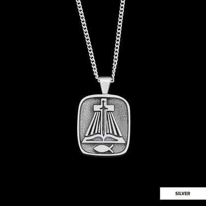 Christian Sword Necklace, Christianity Ichthus Necklace, Cross Necklace, Religion Book Pendant by SWISS PLUS - Christian Coll