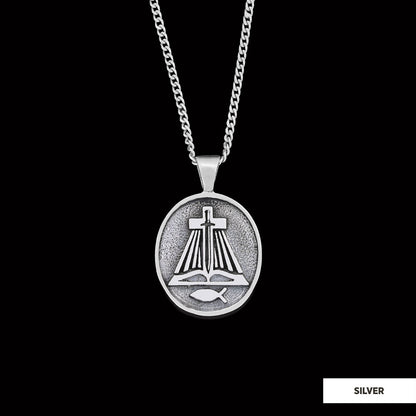 Christian Sword Necklace, Religion Book Necklace, Christianity Ichthus Necklace, Cross Necklace, Religious Jewelry Silver by 
