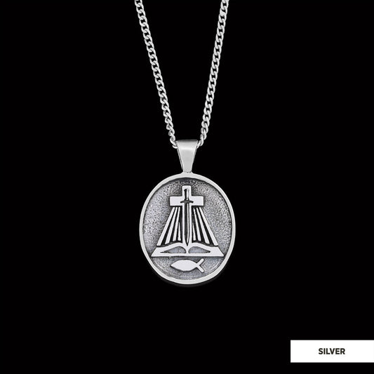 Christian Sword Necklace, Religion Book Necklace, Christianity Ichthus Necklace, Cross Necklace, Religious Jewelry Silver
